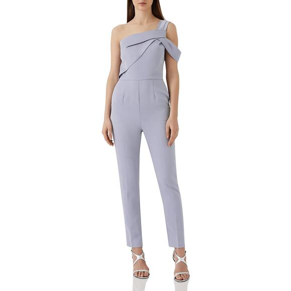 REISS Mandi Silver Lake One Shoulder wedding guest semi formal Jumpsuit size 4 - Picture 2 of 13